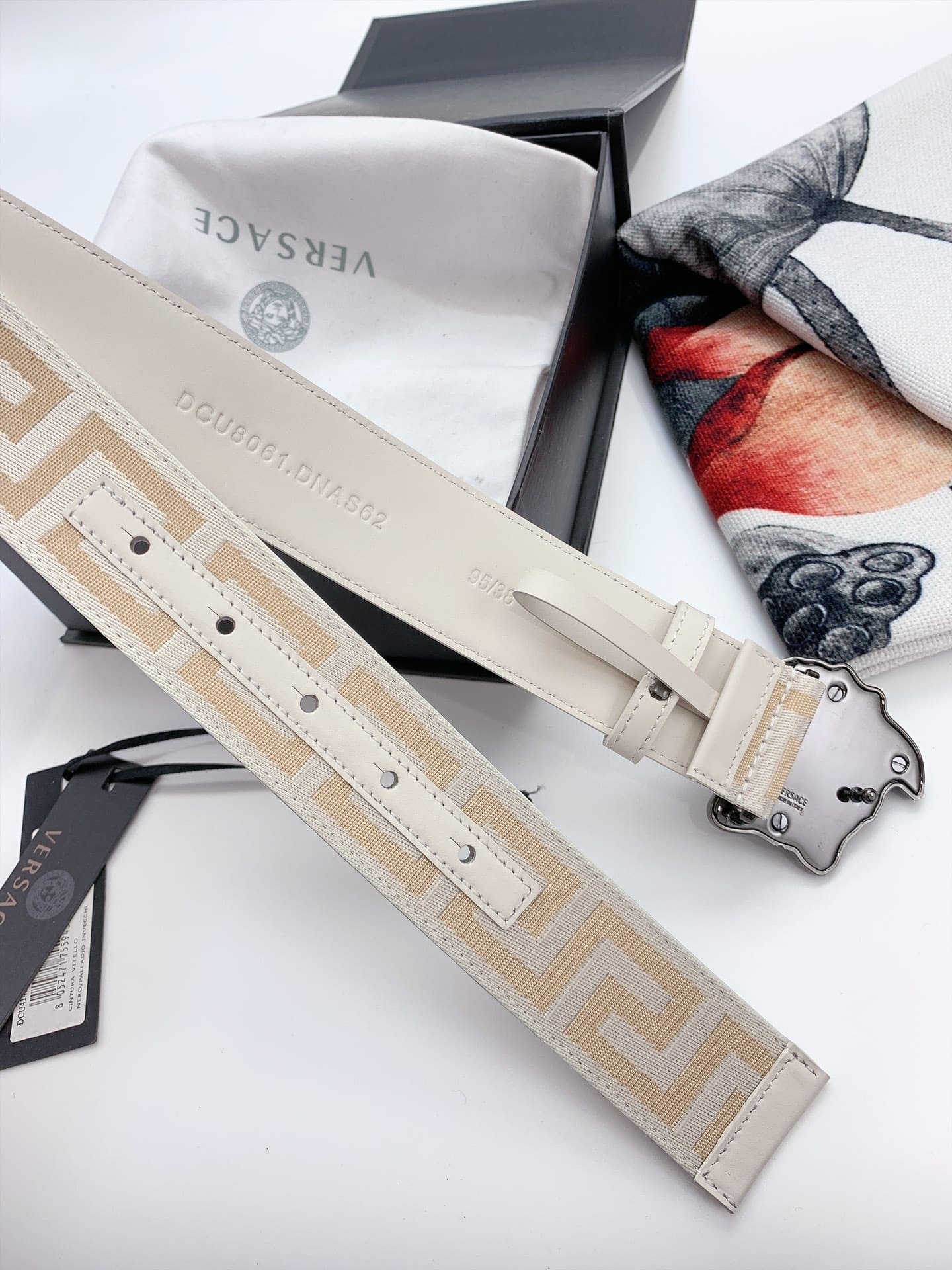 DÂY LƯNG VERSACE GRECA CANVAS Khóa đen