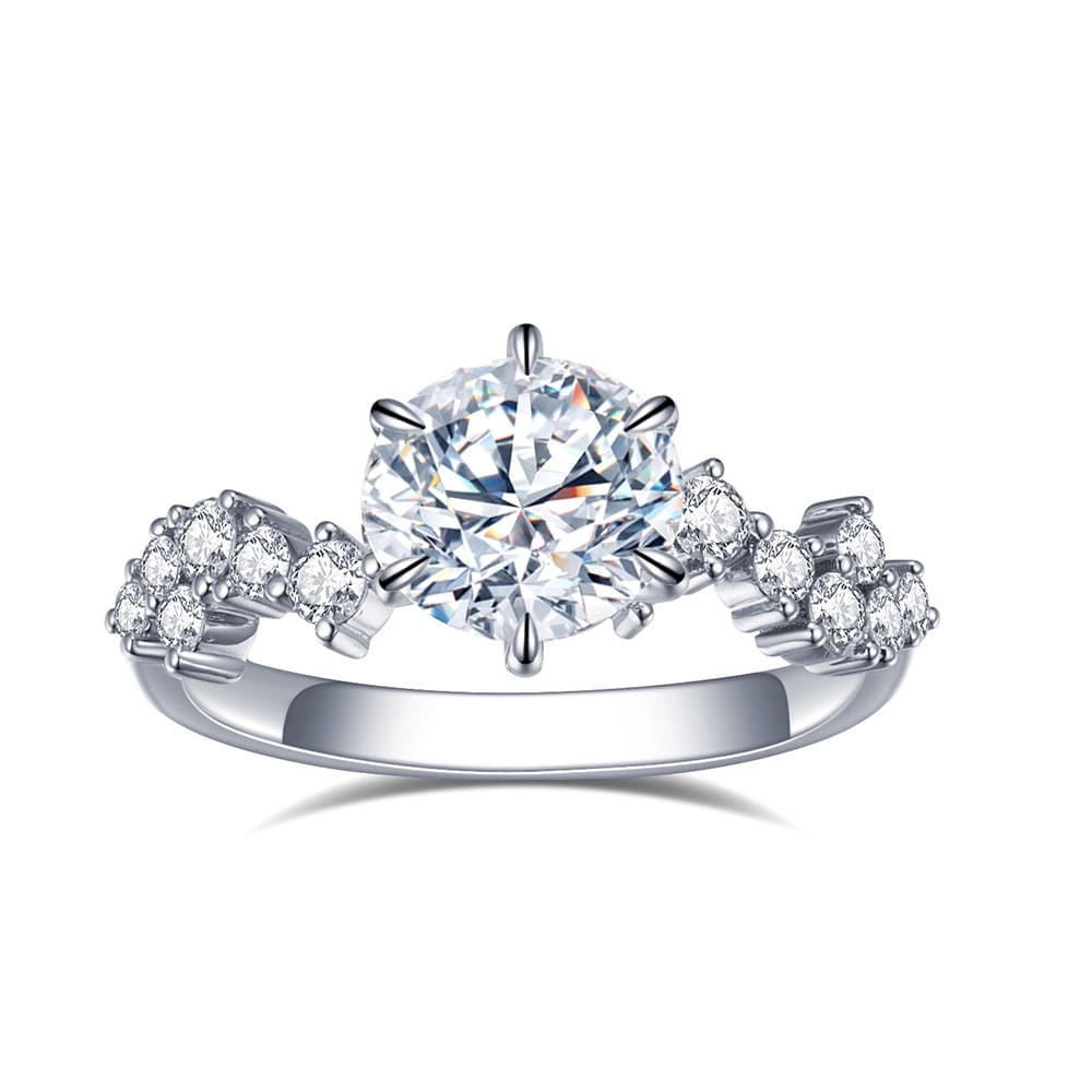 Nhẫn kim cương nhân tạo solitaire 1 carat cắt tròn viền bạch kim