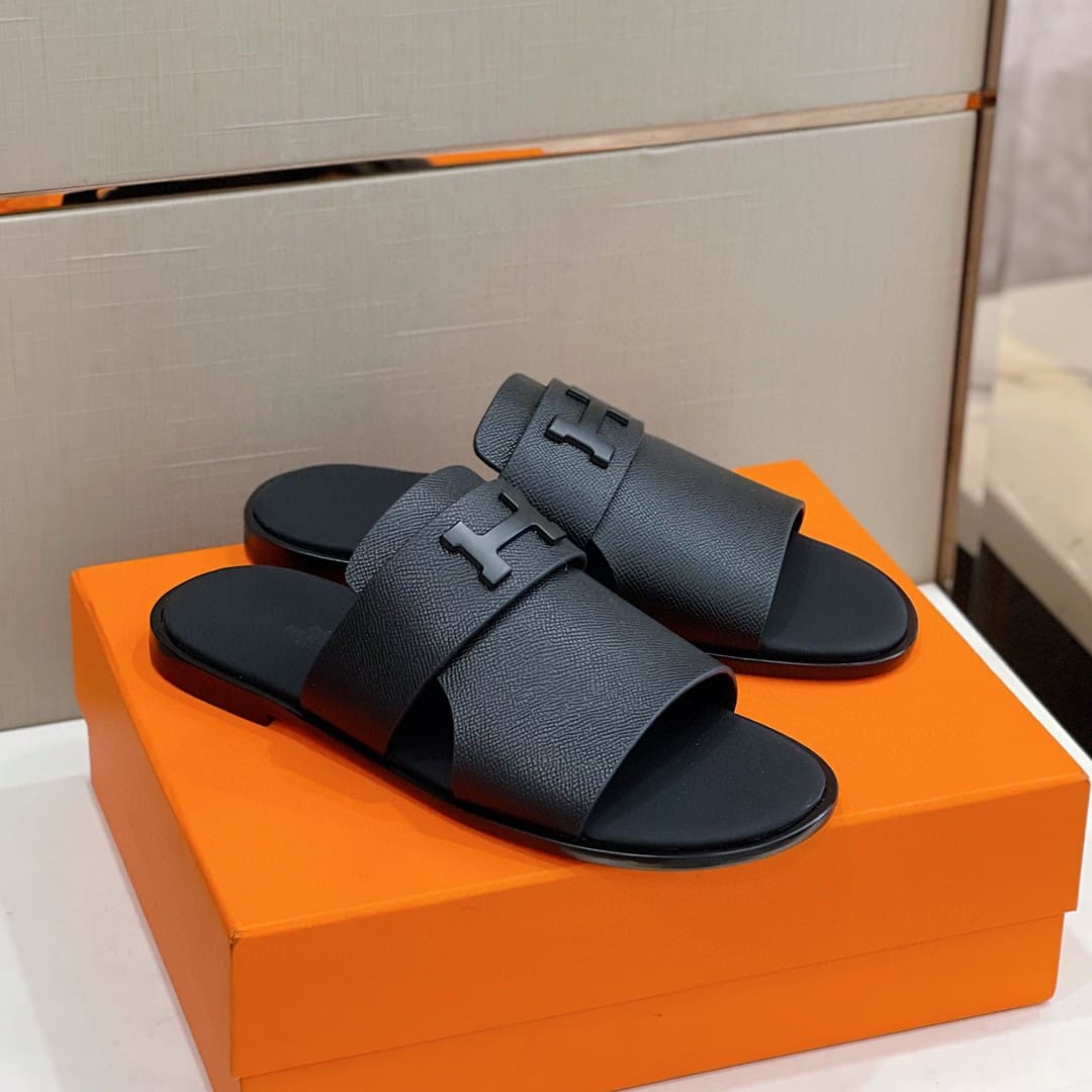 DÉP HERMES ARLES MULE BLACK SANDAL AAA