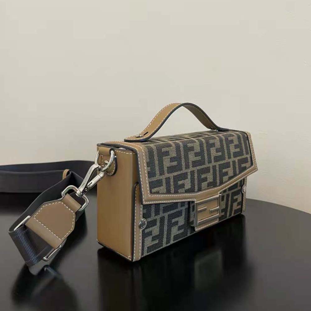 TÚI Fendi Men Baguette Soft Trunk Brown FF Fabric Bag