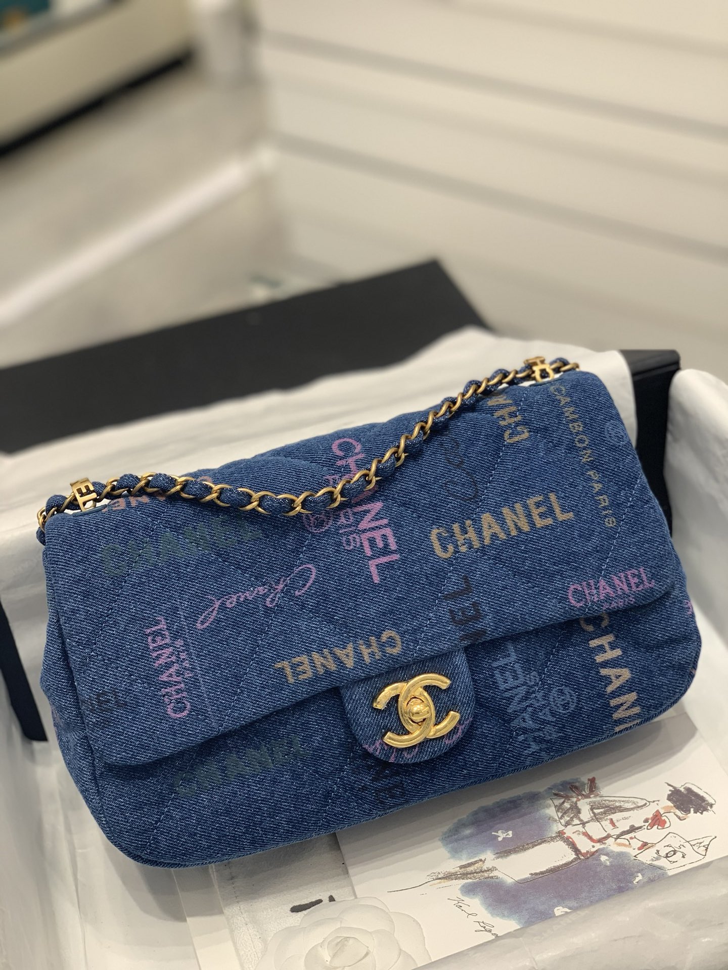 TÚI CHANEL 22S Denim blue xanh vải Denim