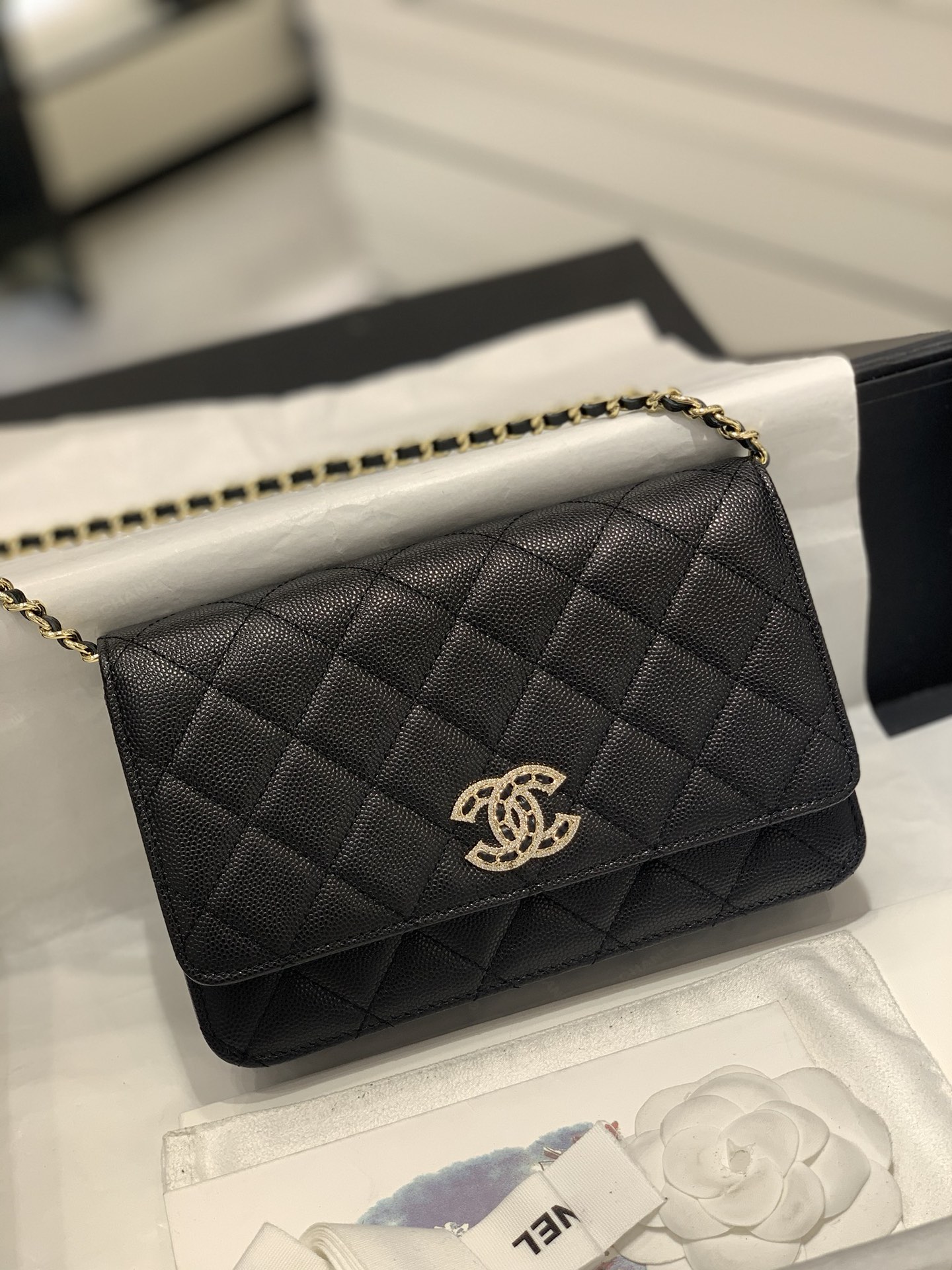 TÚI Chanel Wallet On Chain Lamb Black WOC đen