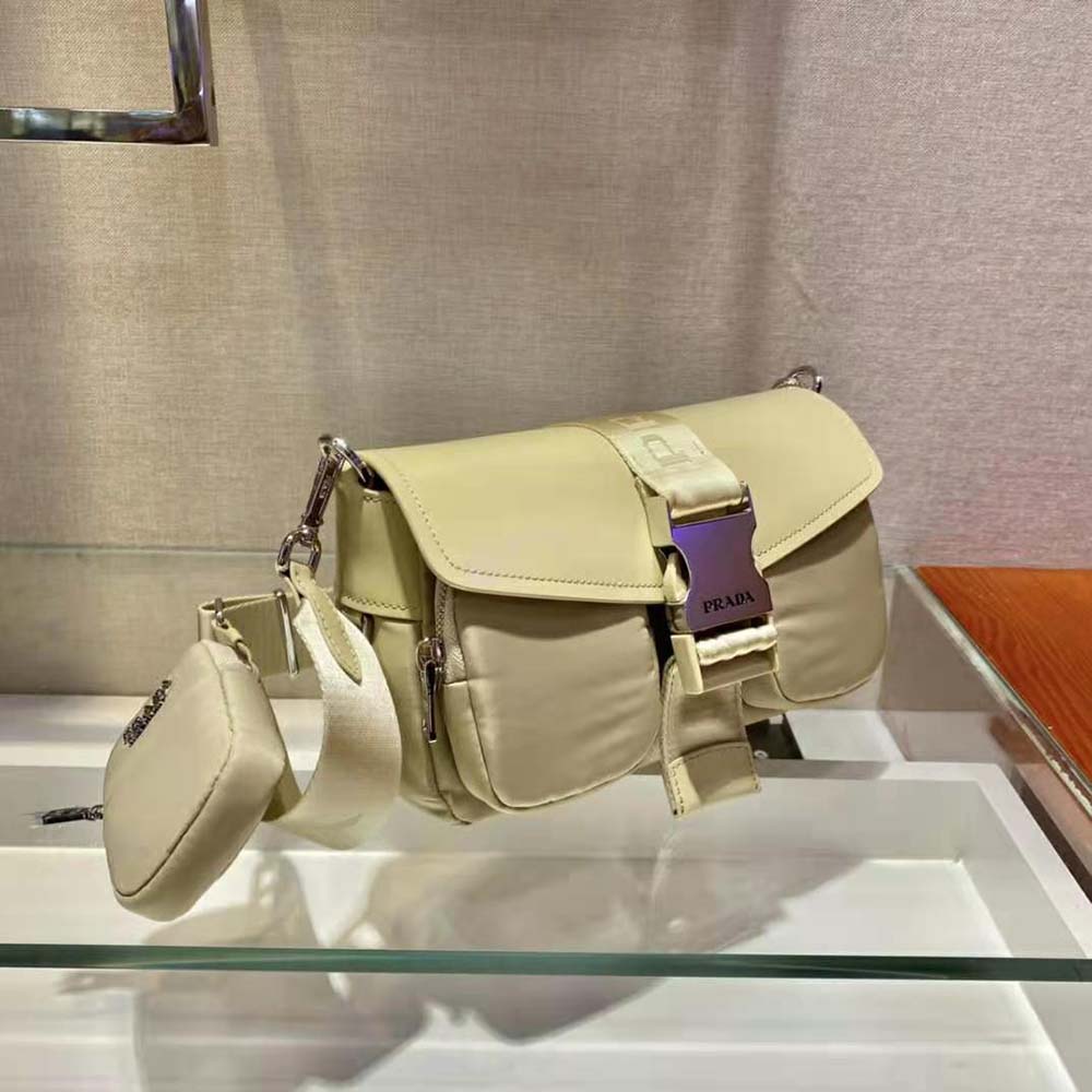 TÚI Prada Women Pocket Nylon and Brushed Leather Bag