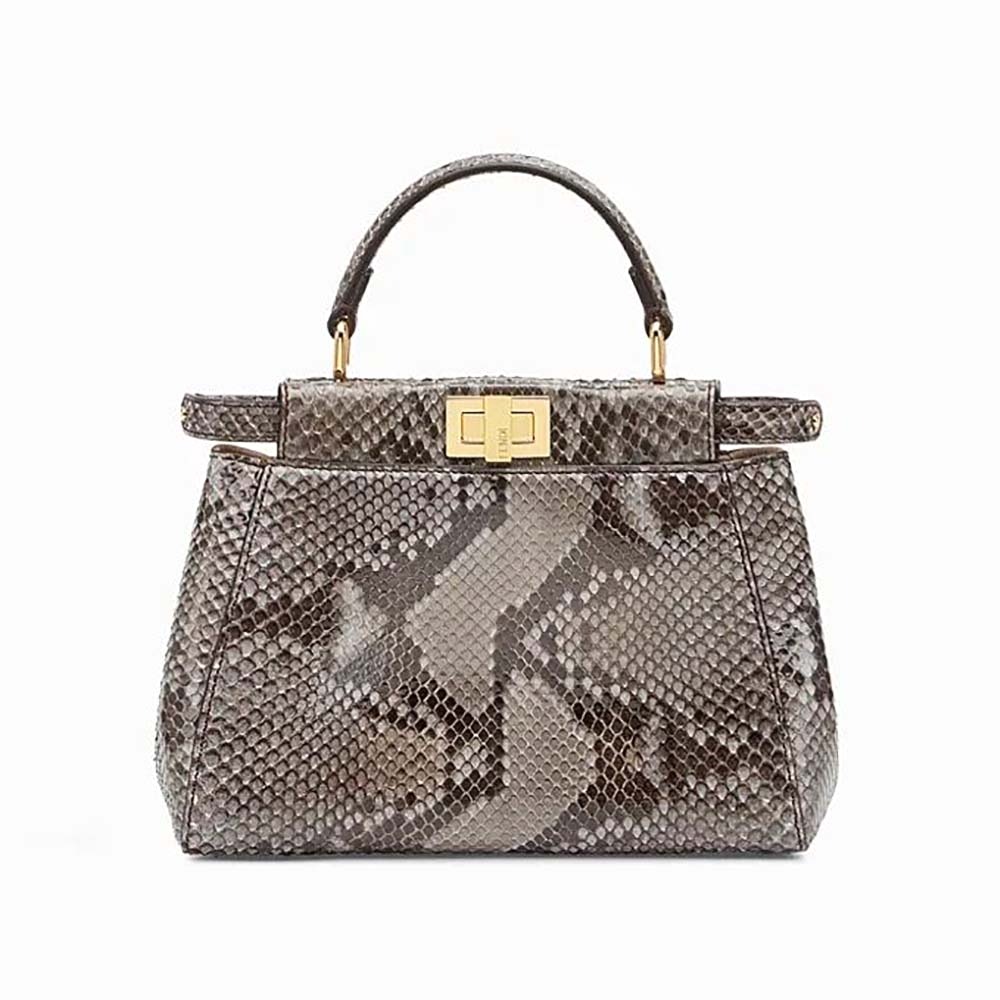 TÚI Fendi Women Peekaboo Iconic Mini Gray Python Bag