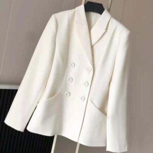 ÁO Dior Women 30 Montaigne Bar Jacket White Double-Breasted Wool and Silk