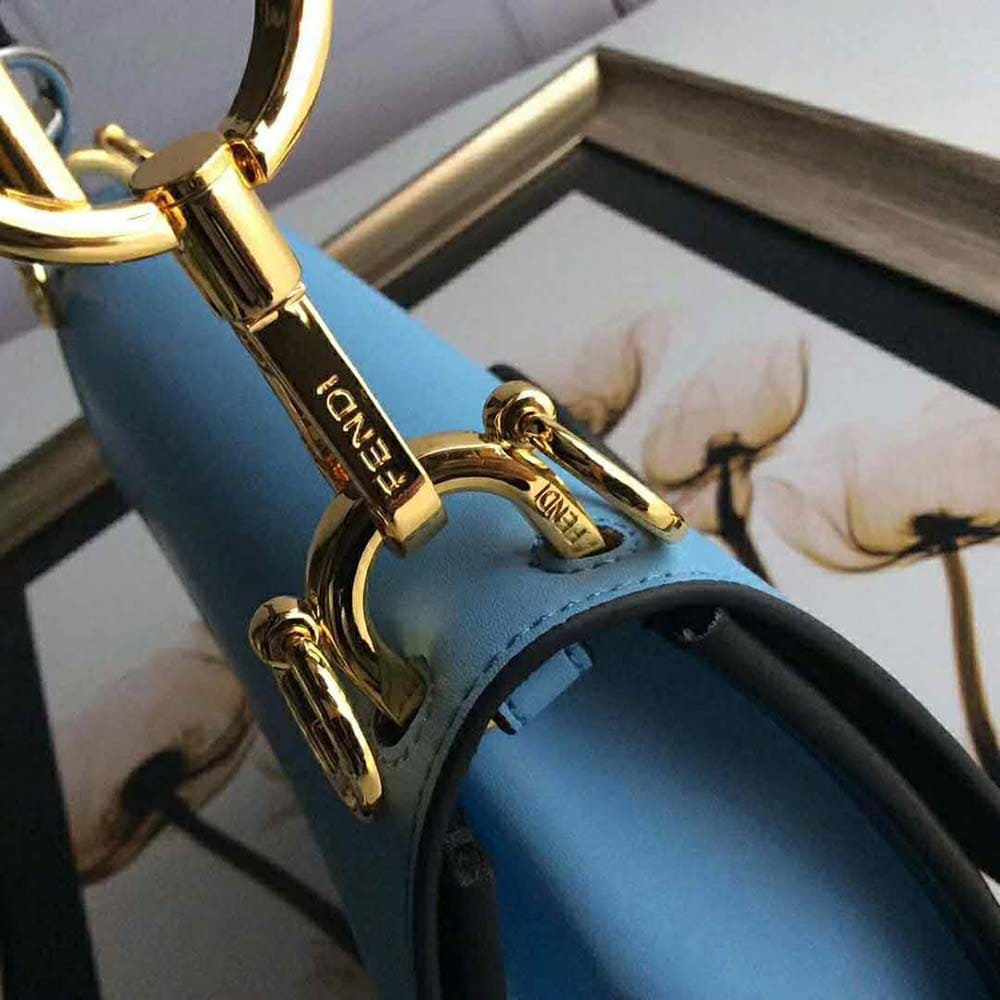 TÚI Fendi Women Kan I F Leather Bag in Calfskin Leather-Blue