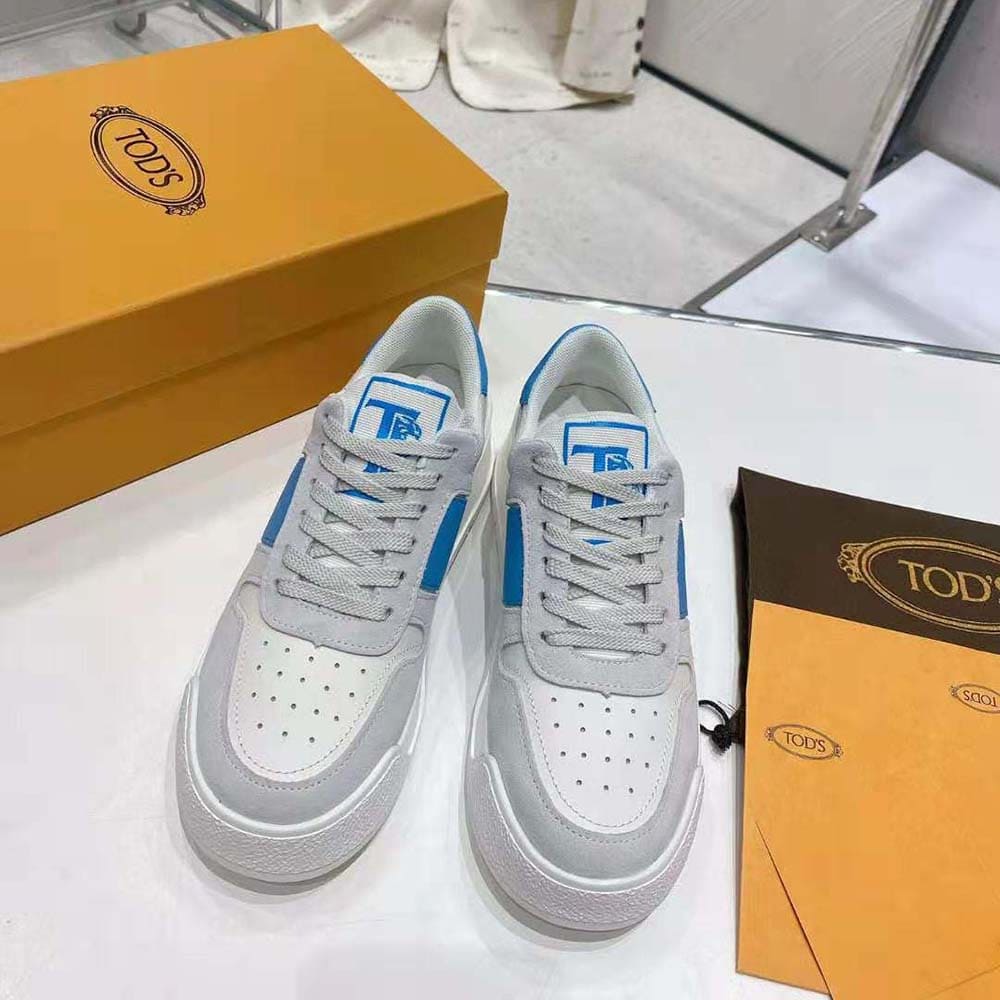GIÀY TODS Sneakers in Suede and Smooth Leather-Blue