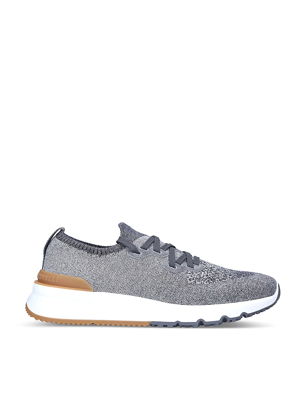 GIÀY BRUNELLO CUCINELLI Brand-embossed knitted fabric trainers