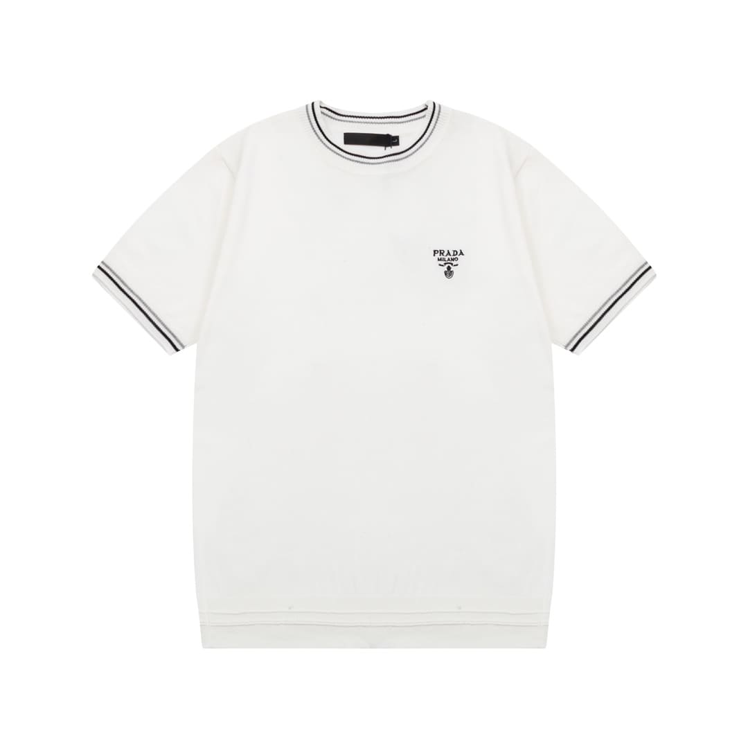 ÁO PRADA T SHIRT WHITE MÀU TRẮNG THUN DỆT KIM