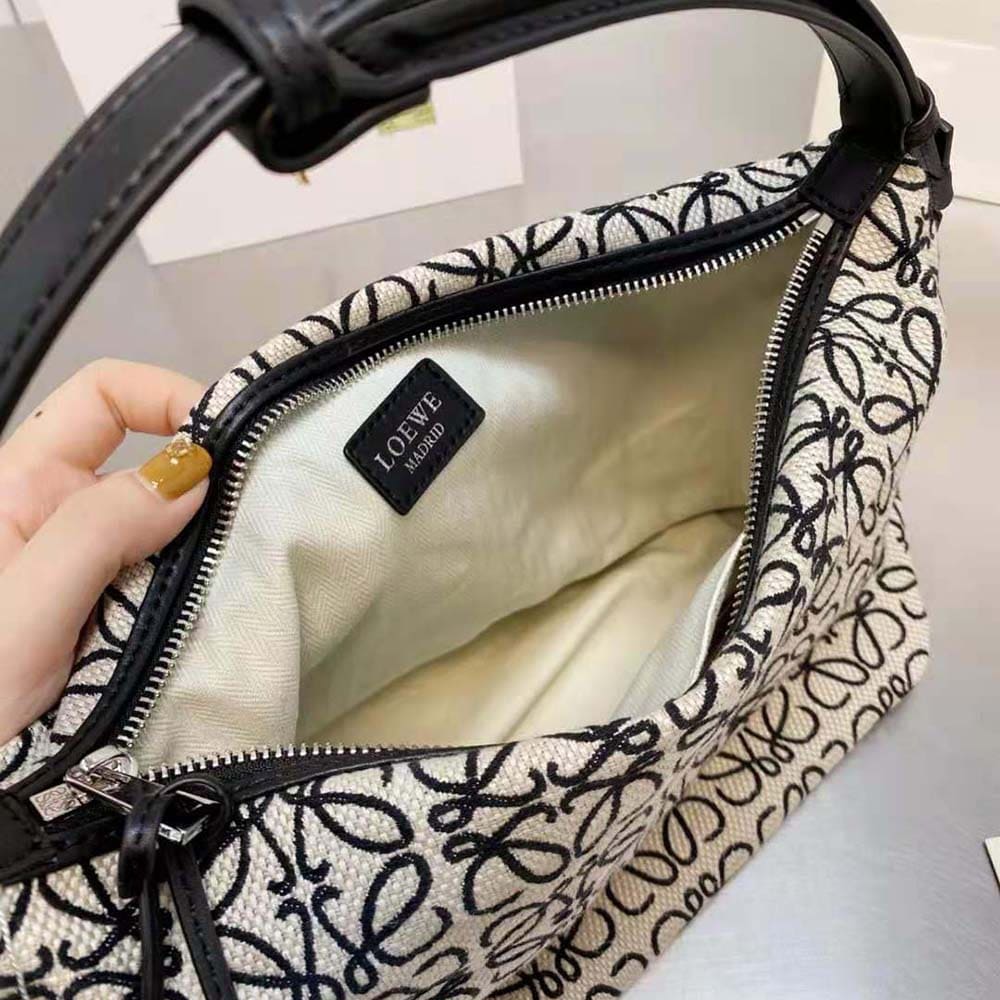 TÚI LOEWE Cubi Bag in Anagram Jacquard and Calfskin