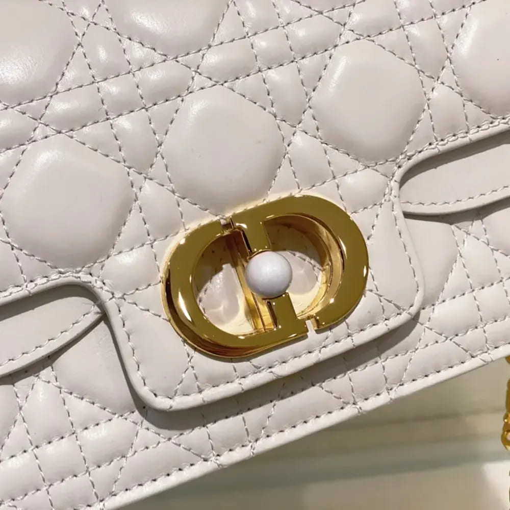 TÚI DIOR Small Dior Jolie Top Handle Bag White Cannage Calfskin