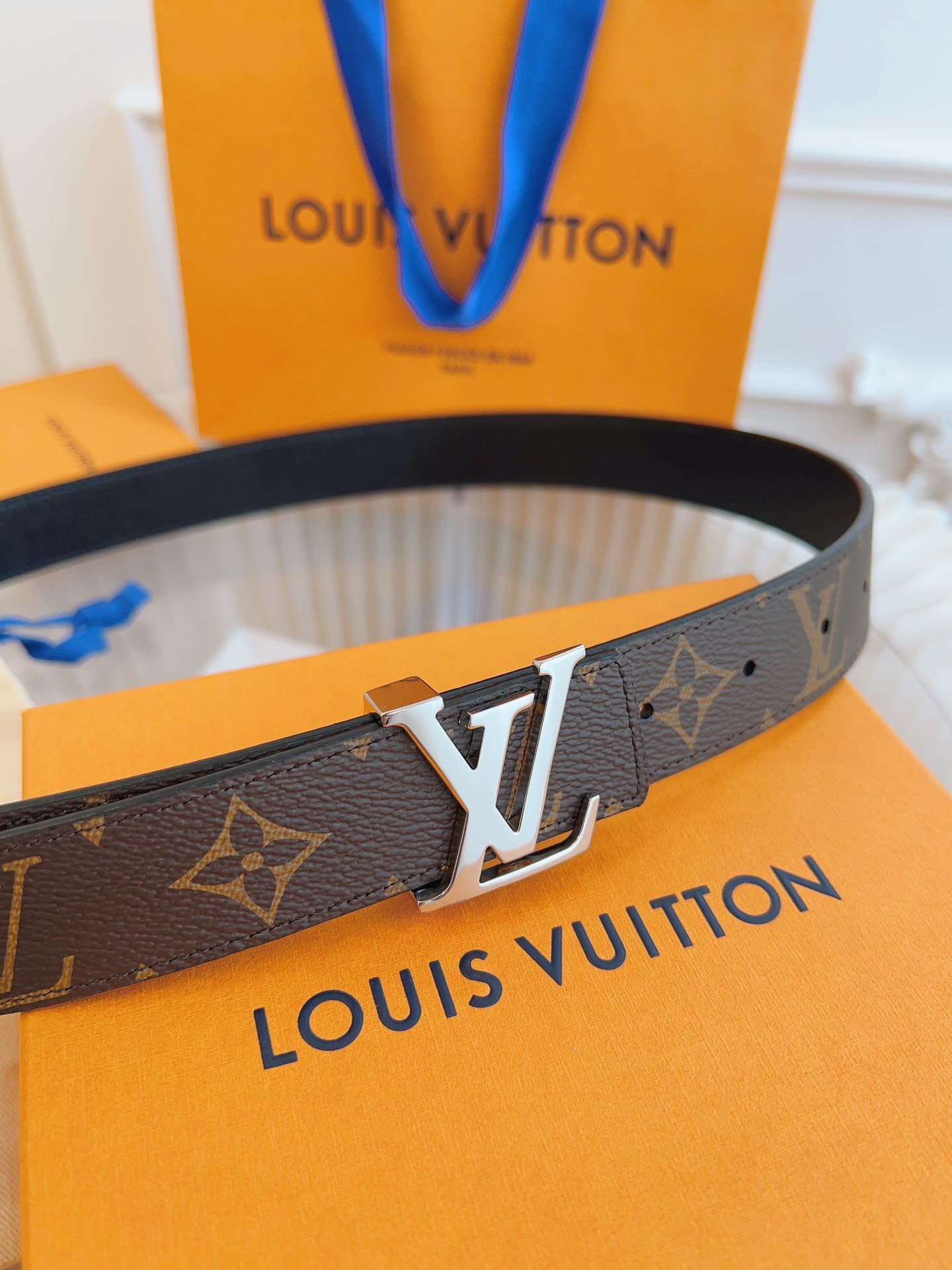 DÂY LƯNG LOUIS VUITTON BLACK BROWN MONOGRAM LEATHER Khóa bạc