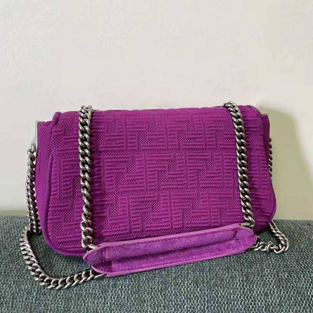 TÚI FENDI Women Midi Baguette Chain FF Fabric Bag-Purple