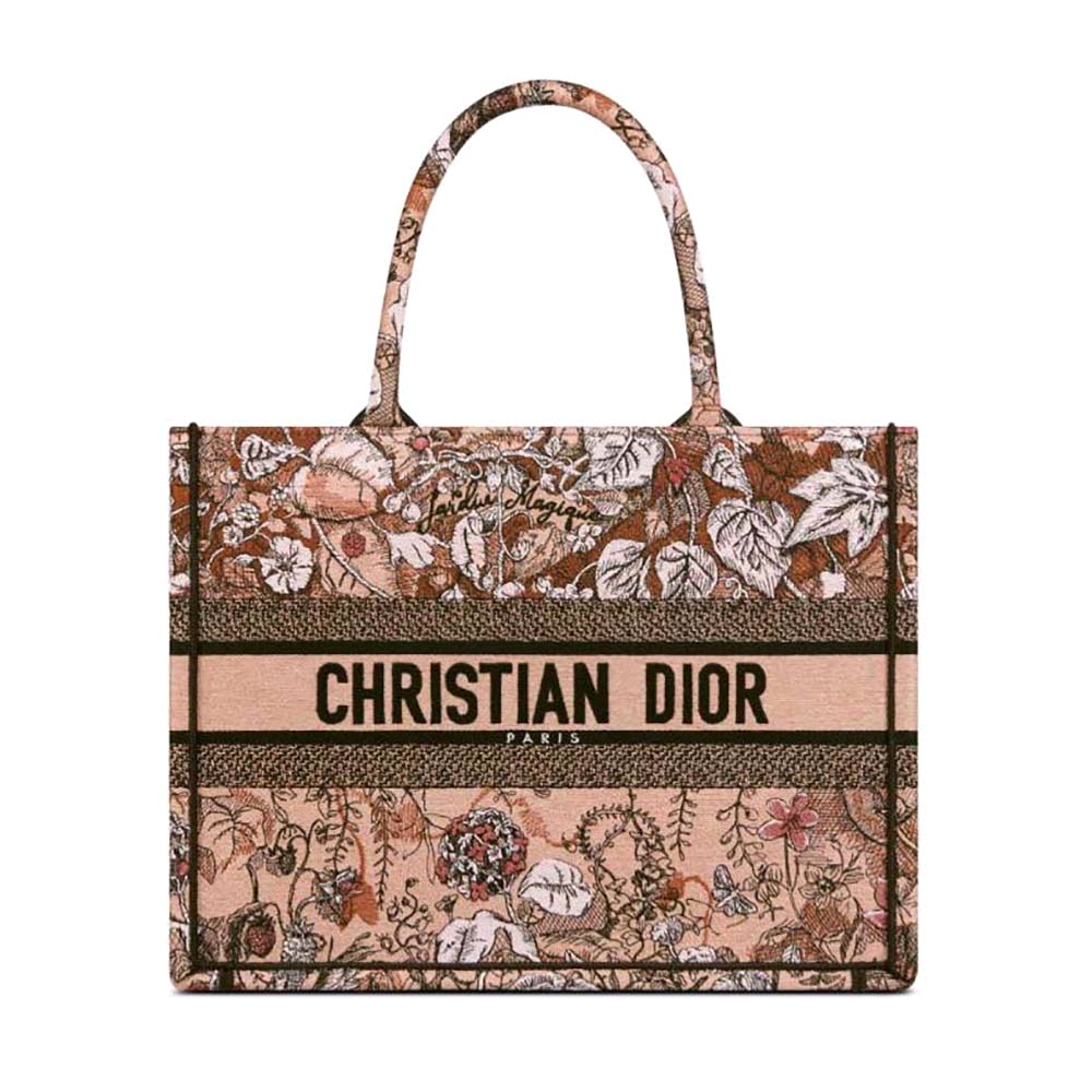 TÚI Christian Dior Tote Powder Pink Dior Jardin Magique Embroidery
