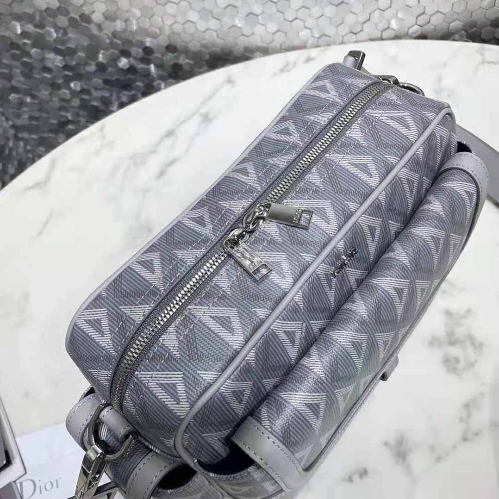 TÚI DIOR Messenger Bag Dior Gray CD Diamond Canvas and Smooth Calfskin