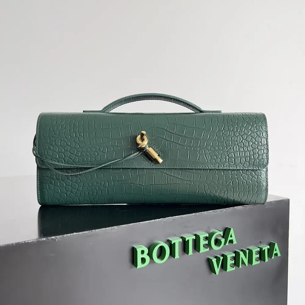 VÍ CẦM TAY BOTTEGA VENETA Women Long Clutch Andiamo With Handle-Emerald Green