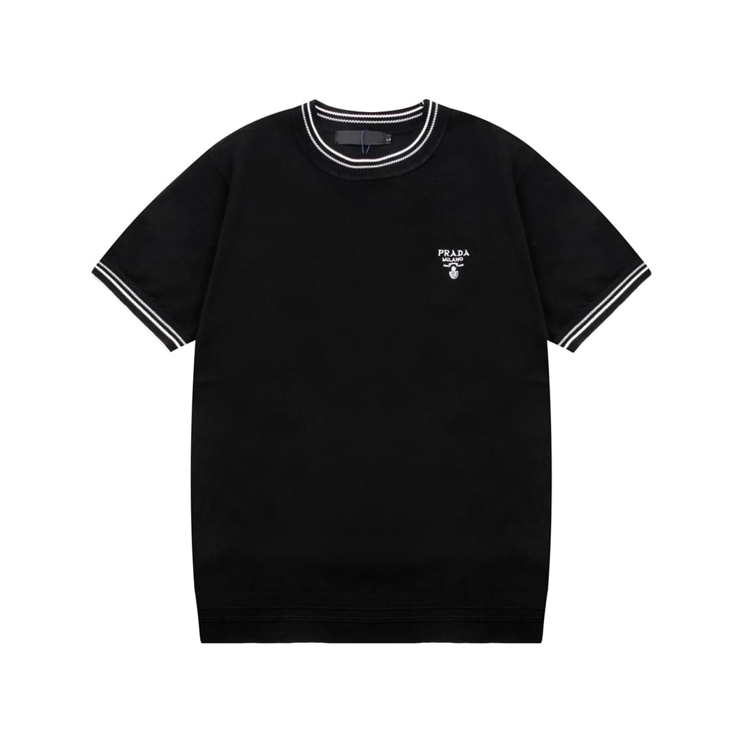 ÁO PRADA T SHIRT BLACK MÀU ĐEN THUN DỆT KIM