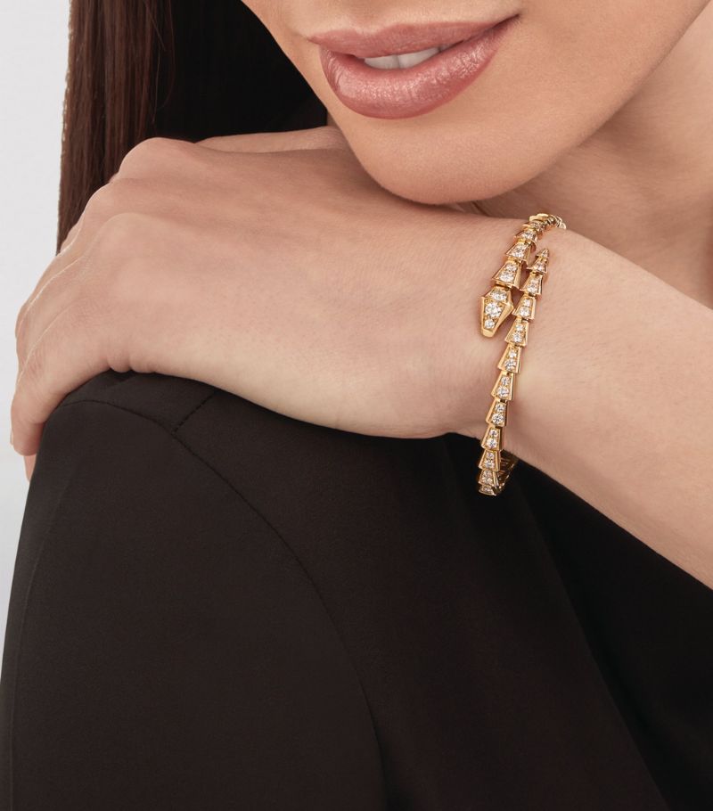 Vòng tay BVLGARI Yellow Gold and Diamond Serpenti Viper Bracelet vàng vàng 18K