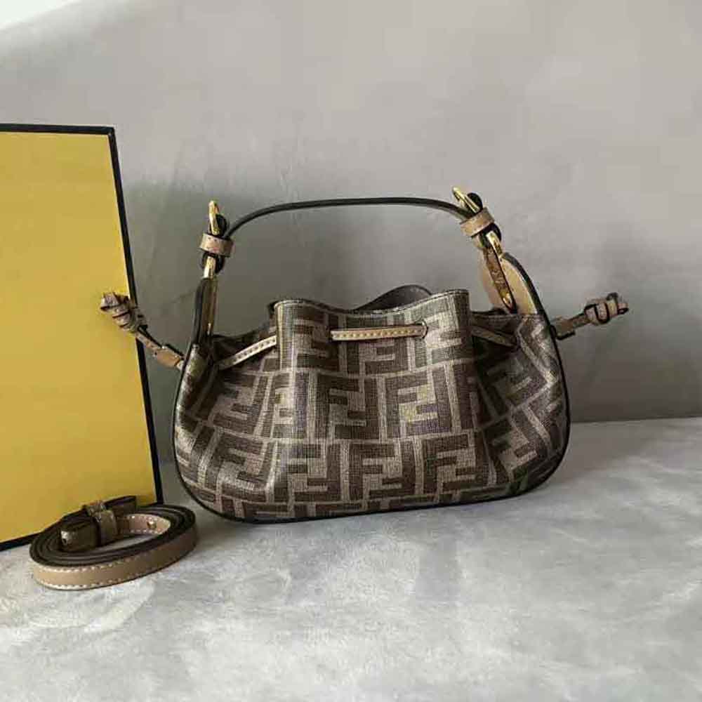 TÚI Fendi Women Pomodorino Brown FF Fabric Mini-Bag