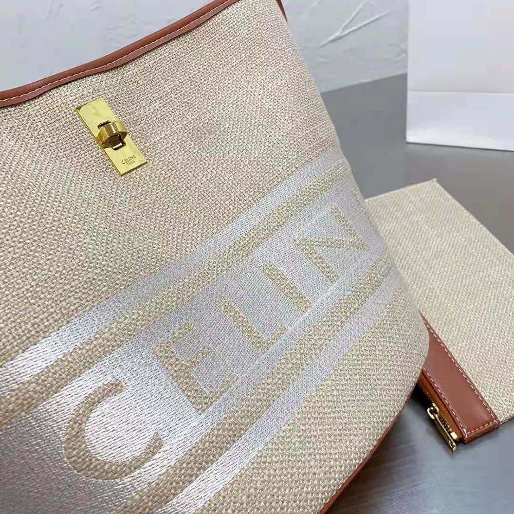TÚI Celine Women Bucket 16 Bag in Textile with Celine Logo and Smooth Calfskin