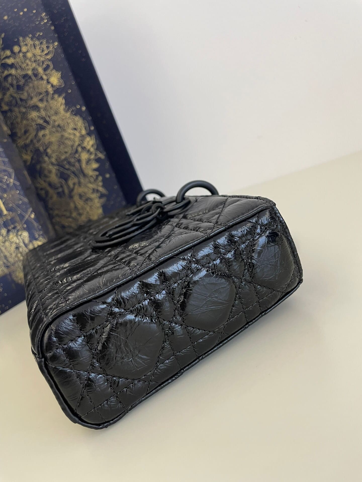 TÚI CHRISTIAN DIOR LADY D-JOY CANNAGE LAMBSKIN BLACK BAG