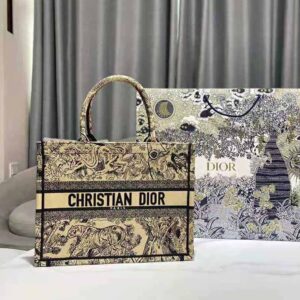 TÚI Dior Women Medium Dior Book Tote Brown Toile de Jouy Embroidery