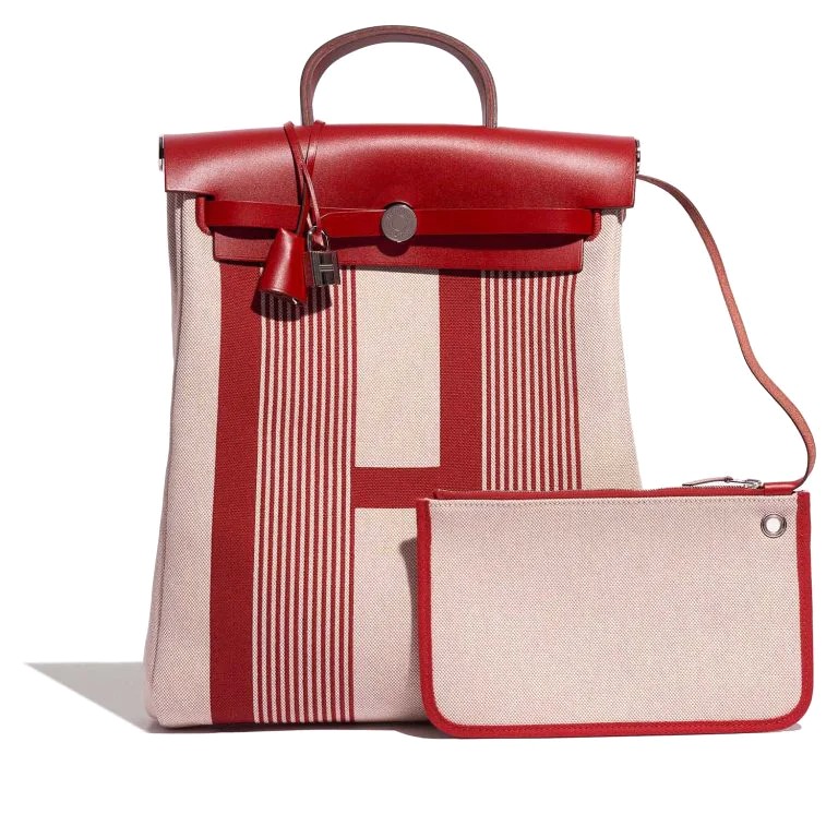 TÚI Hermès Herbag Backpack Toile Vache Hunter Bordeaux