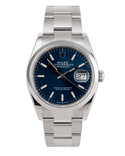Đồng hồ Rolex Datejust Bright Blue Blue Dial 36 mặt số màu xanh dương