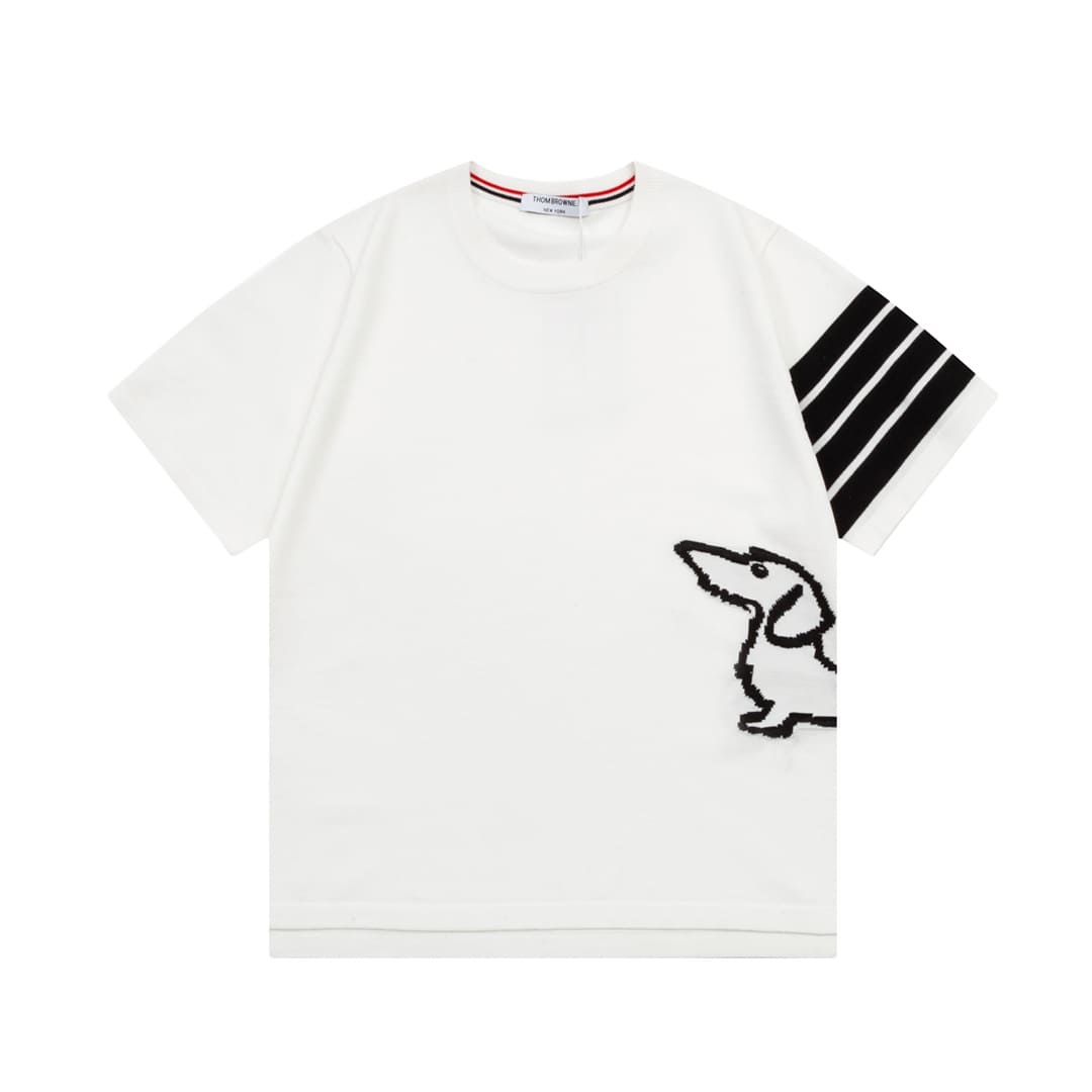 ÁO THOM BROWNE T SHIRT WHITE MÀU TRẮNG DỆT KIM