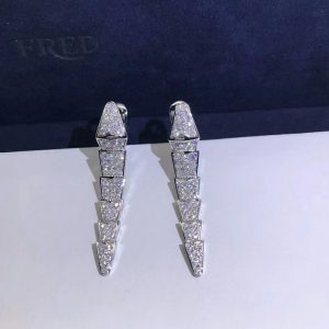 Bông tai BVLGARI Serpenti Viper Bông tai thả vàng trắng 18K