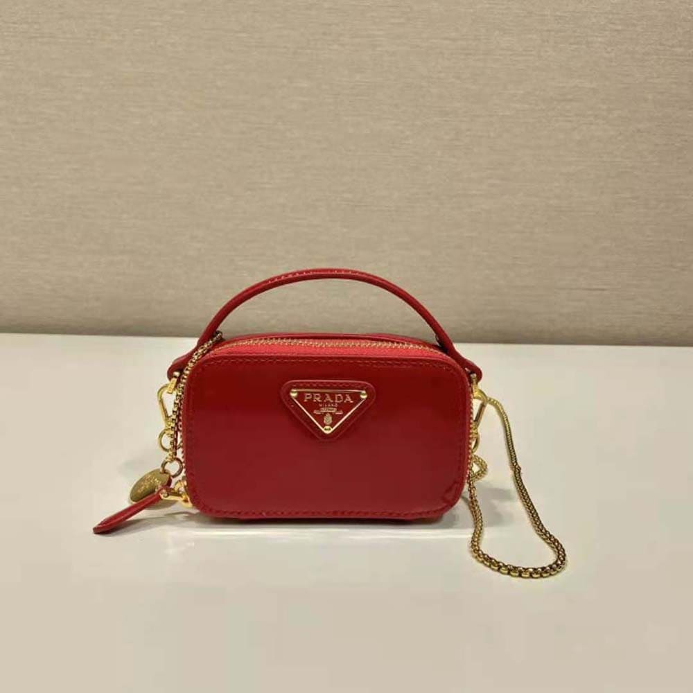 TÚI PRADA Patent Leather Mini-pouch-Red