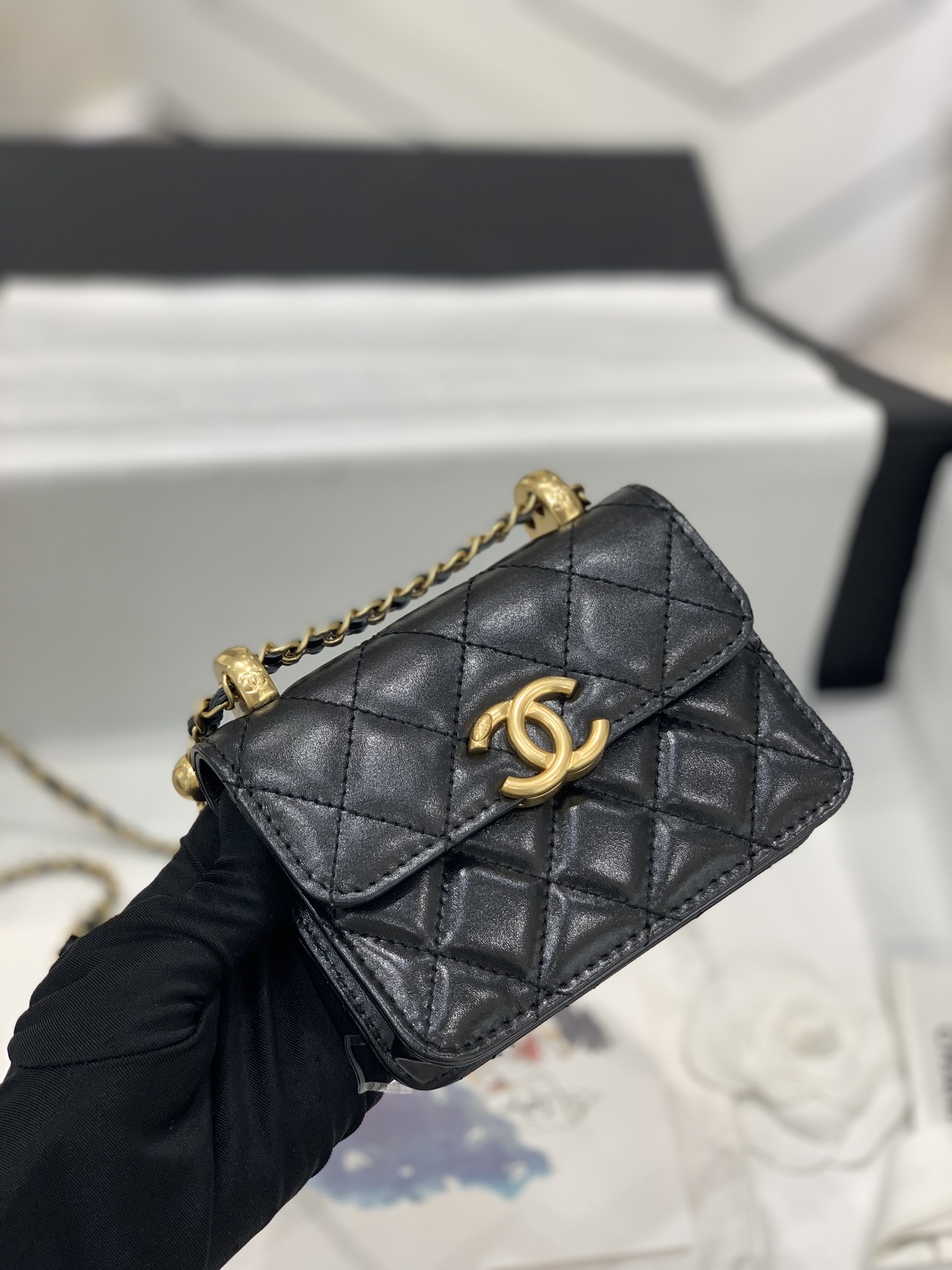 TÚI CHANEL MINI LAMBSKIN BLACK ĐEN DA HAAS