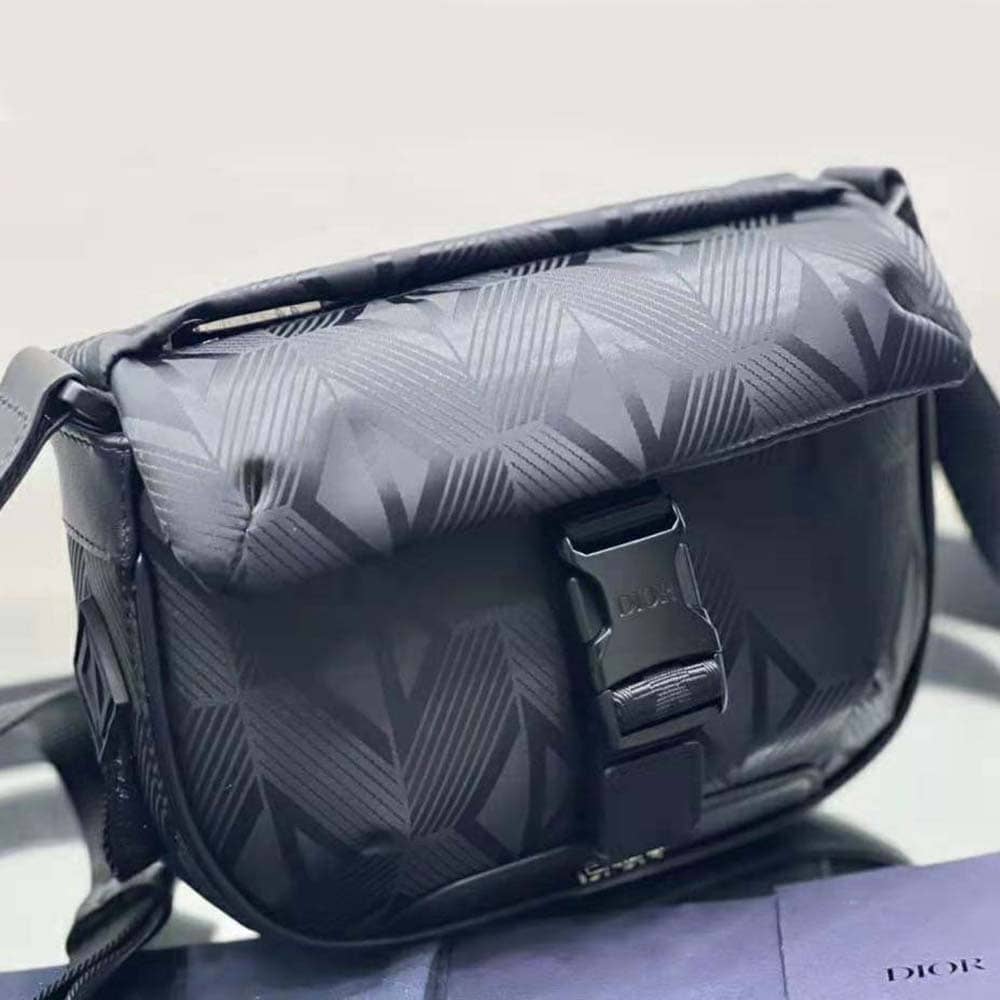 TÚI Dior Men Explorer Pouch with Strap Black CD Diamond Mirage Ski Capsule Nylon