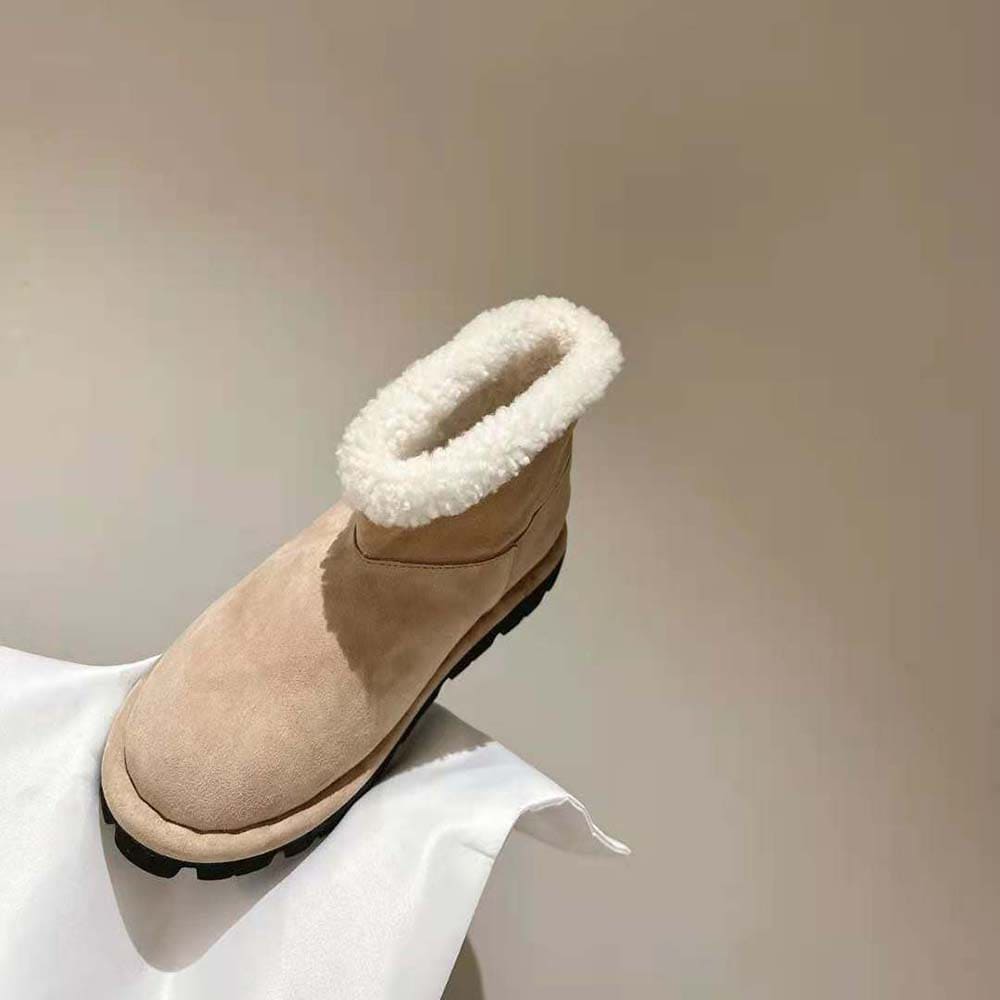 GIÀY Prada Unisex Shearling Booties with Rubber Triangle Logo