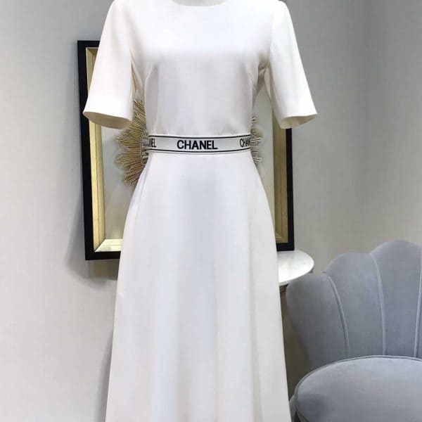 VÁY CHANEL Women Velvet Mini Dress-White