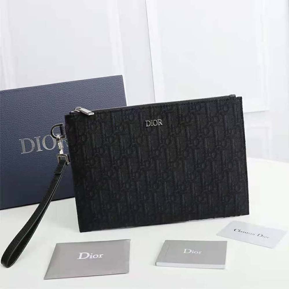 TÚI Dior Pouch Black Dior Oblique Jacquard
