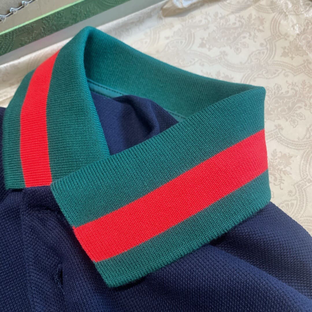 ÁO GUCCI GG POLO SHIRT MÀU XANH ĐẬM UNISEX