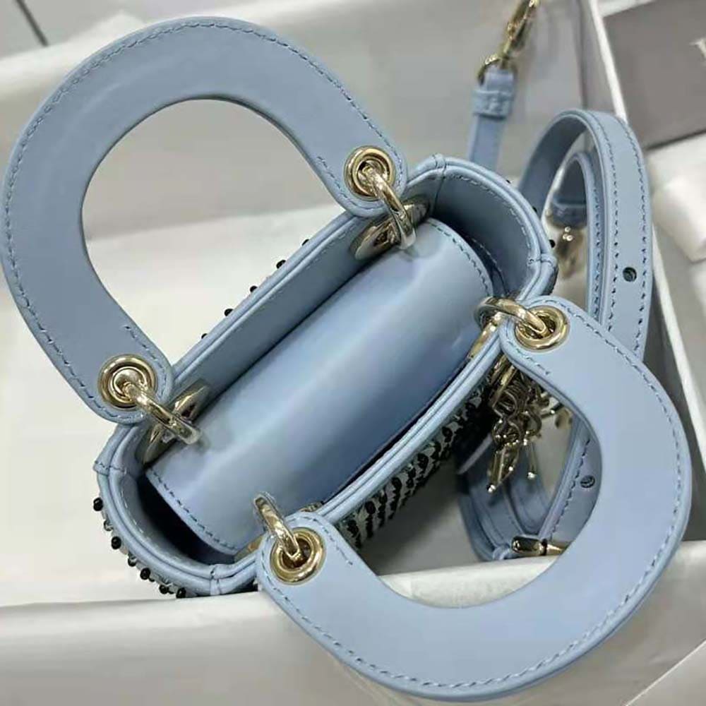 TÚI Dior Women Micro Lady Dior Bag Horizon Blue Embroidered Calfskin with Multicolor Sequins