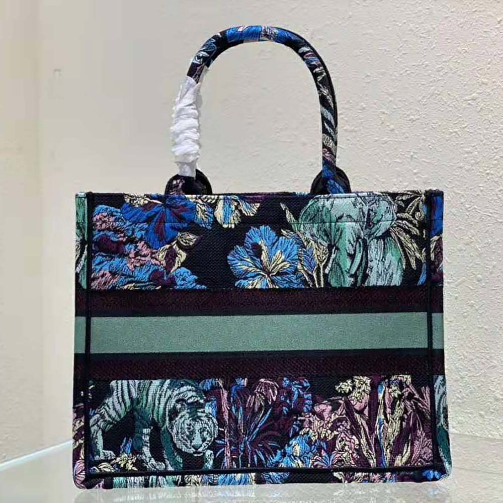 TÚI Dior Women Medium Dior Book Tote Blue Multicolor Toile de Jouy Voyage Embroidery