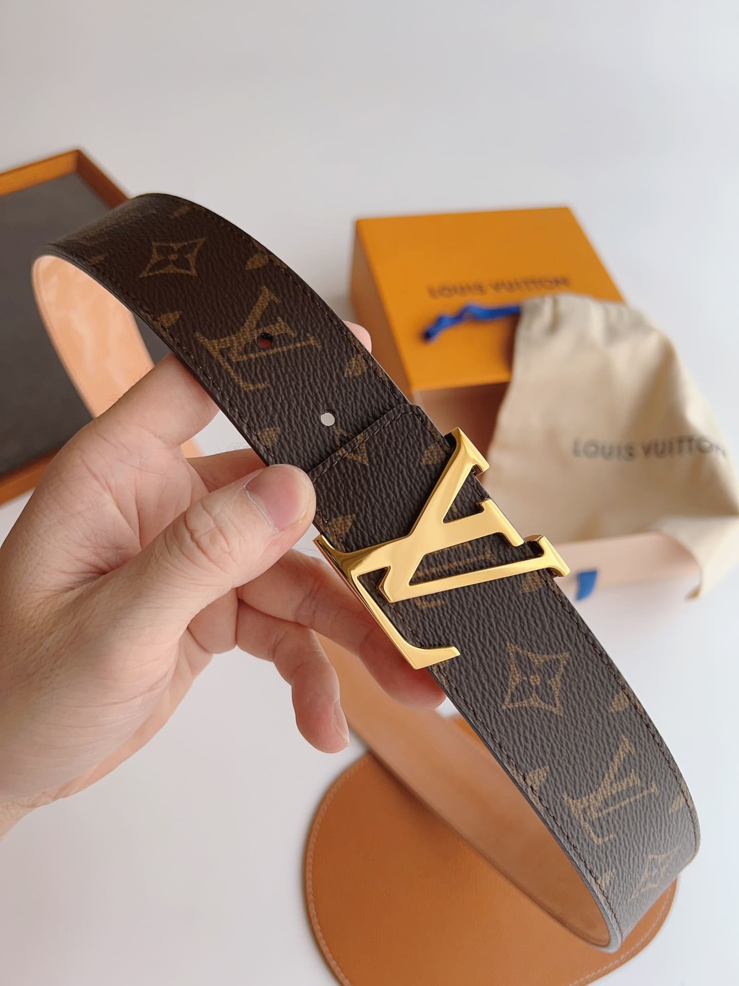 DÂY LƯNG LOUIS VUITTON BROWN MONOGRAM LEATHER Khóa vàng
