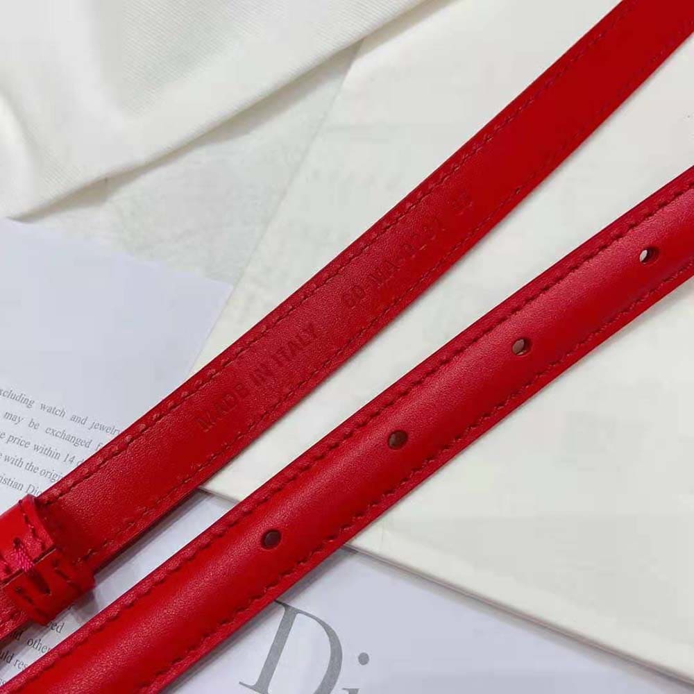 DÂY LƯNG Dior Women Dior-id Belt Raspberry Smooth Calfskin 15 MM