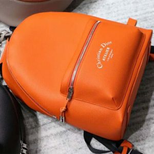 BALO Dior Rider Rucksack in Burgundy Grained Calfskin-Orange