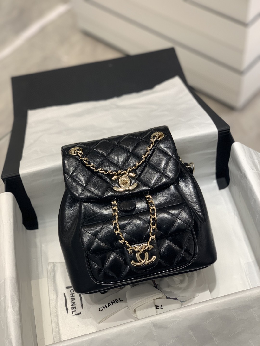 TÚI CHANEL DUMA Black đen da HAAS