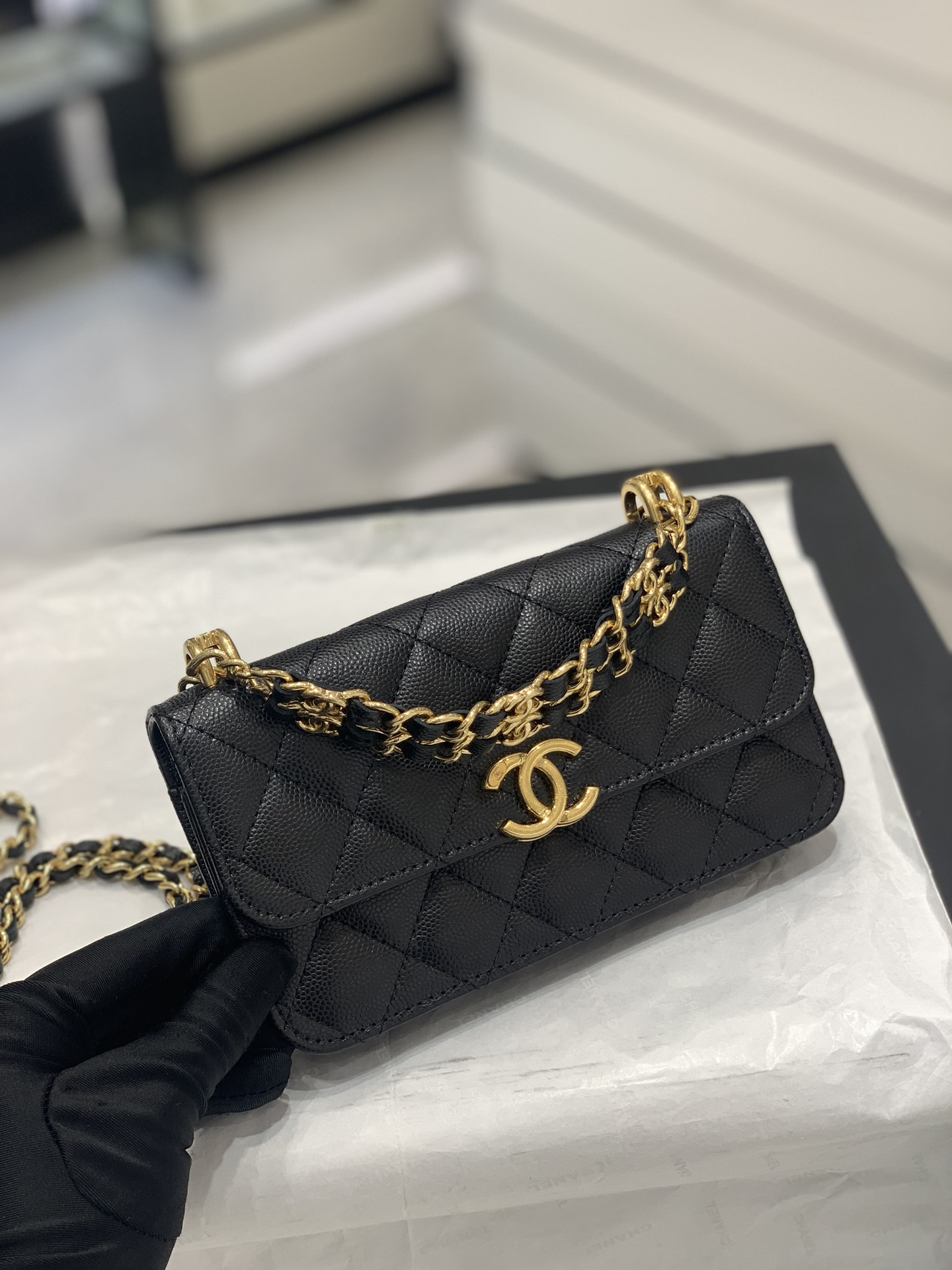 TÚI CHANEL 23K Mini WOC Caviar Black đen da HAAS