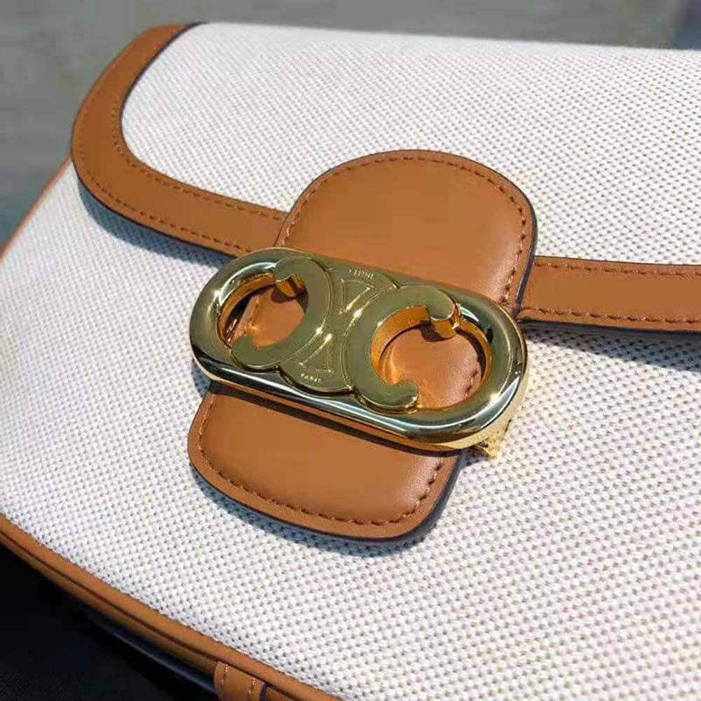 TÚI Celine Women Medium Chain Maillon Triomphe Bag in Textile and Calfskin