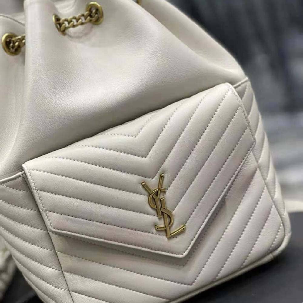 BALO Saint Laurent YSL Women Joe Backpack in Lambskin-White