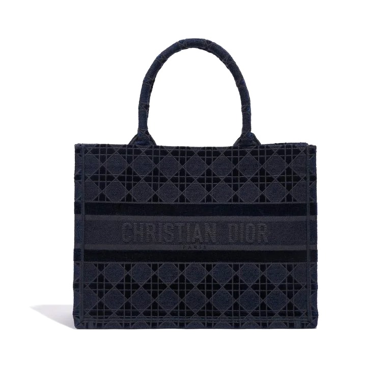 TÚI Dior Book Tote Medium Canvas Velvet Navy Blue