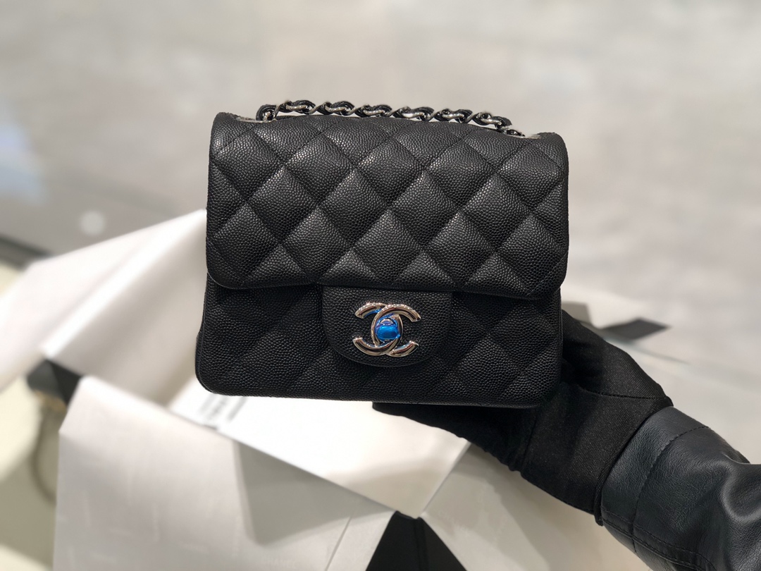 TÚI CHANEL CF CAVIAR BLACK DA HAAS 17 SILVER
