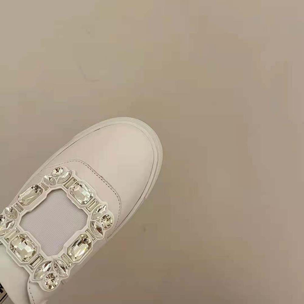 GIÀY Roger Vivier Women Very Vivier Strass Buckle Mules in Leather-White
