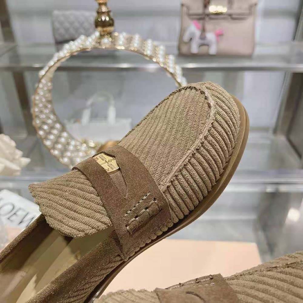 GIÀY Miu Miu Women Corduroy Loafers with Screen-printed Logo